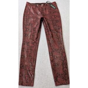 Blank NYC Women's Faux Leather Red Snakeskin Pants 26 Pull On Mobwife Leggings